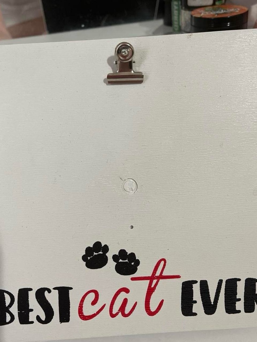 Best Cat Ever Wall Sign - White with Black & Red Accents